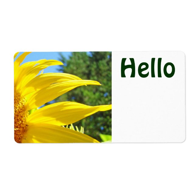 Hello Name Tags personalise Sunflower Summer (Front)