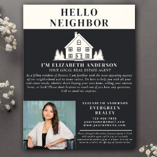 Hello Neighbor Gray Rustic Real Estate Agent Photo Flyer