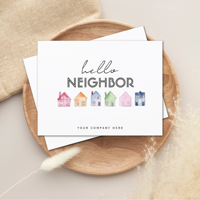 Hello Neighbour Colourful Houses Realty Promo Postcard (Creator Uploaded)
