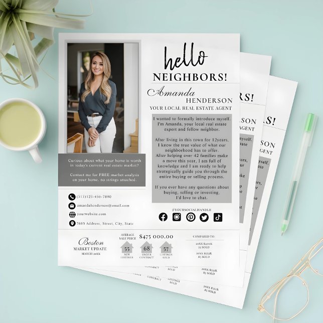 Hello Neighbour Real Estate Introduction Realtor  Flyer (Hello Neighbor Real Estate Introduction Realtor Flyer)