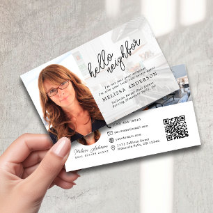 Hello Neighbour Real Estate Photo QR Code Business Card