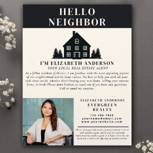 Hello Neighbour Rustic Real Estate Agent Photo Flyer