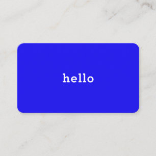 Hello neon blue white business card