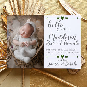 Hello new baby birth announcement with photos