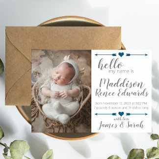 Hello new baby birth announcement with photos