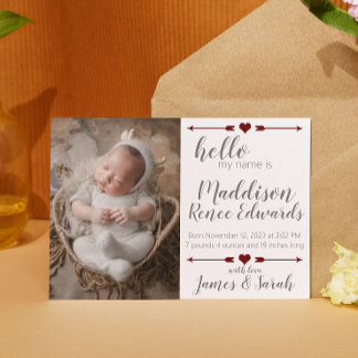 Hello new baby birth announcement with photos