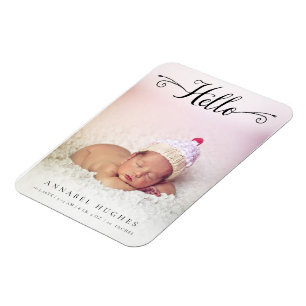 Hello New Baby Girl Boy  Personalised Photo Magnet