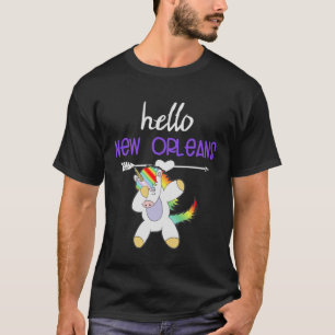 Hello New Orleans Louisiana Dabbing Unicorn Funny T-Shirt