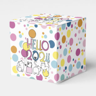 Hello New Year 2024 With Playing Cats Favour Box