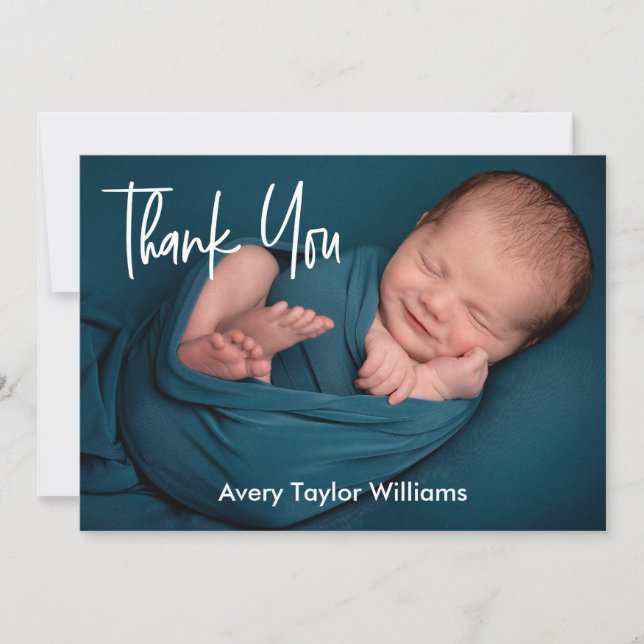 Hello newborn baby photo birth announcement (Front)