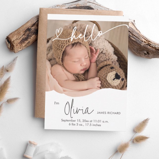 Hello Newborn Unique Cut Photo Thank You Birth   Announcement (Creator Uploaded)