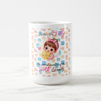 Hello newest member of family patterns cat custom coffee mug