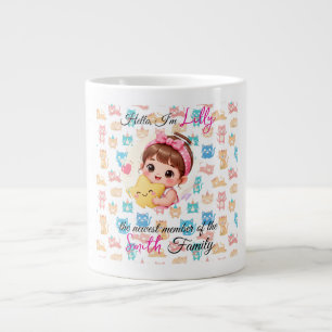 Hello newest member of family patterns cat custom large coffee mug