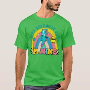 Hello Nine Rainbow I Am 9 Year Old Happy Birthday T-Shirt
