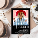 Hello NINETY! Minimal 90th Birthday Party Invitation<br><div class="desc">Make your loved one's 90th birthday an unforgettable celebration with our Hello NINETY minimal design party invitation. With just a few clicks,  you can add their photo,  customise the template to your event details,  and create a one-of-a-kind party invite that's guaranteed to impress</div>