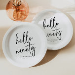 Hello Ninety Minimalist Simple 90th Birthday Party Paper Plate<br><div class="desc">These are Hello Ninety Minimal Minimalist Black White 90th Birthday Party Paper Plates!</div>