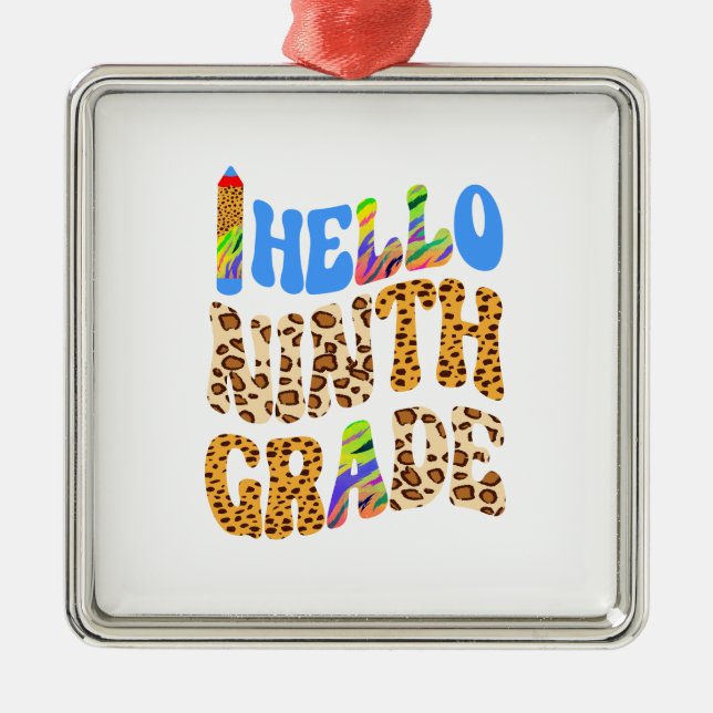 Hello Ninth Grade Metal Tree Decoration (Front)