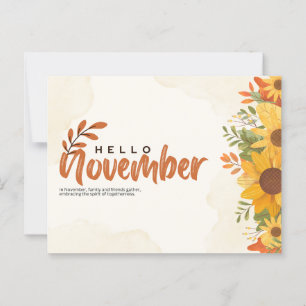 Hello november postcard