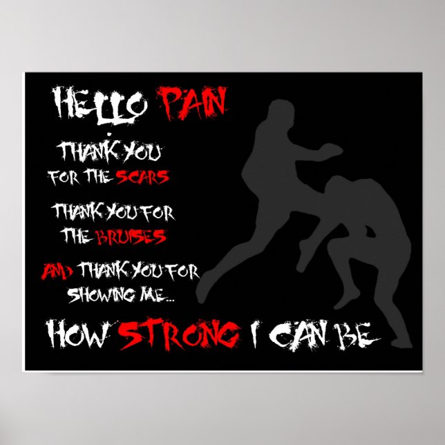 "Hello Pain" - MMA Inspirational Poster (Front)