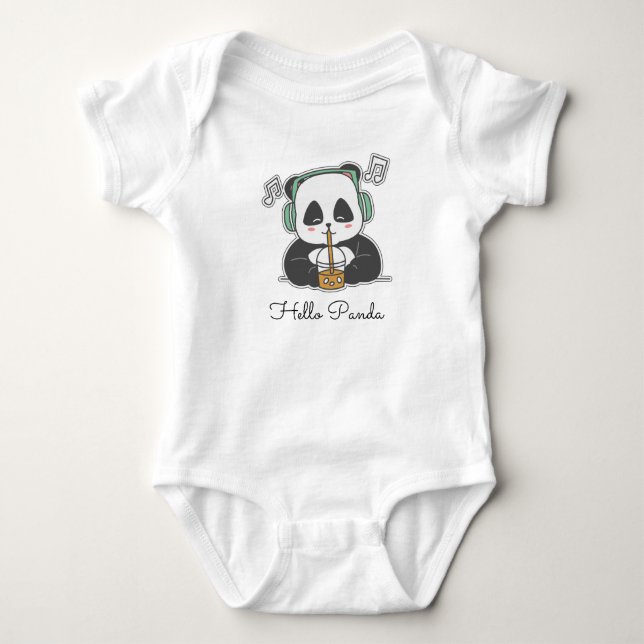 Hello panda baby bodysuit (Front)