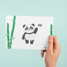 Hello - Panda themed flat notecard