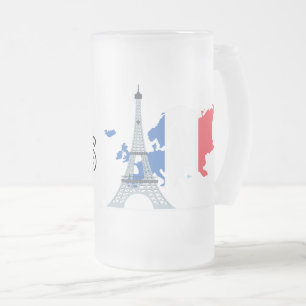 Hello Paris Frosted Glass Beer Mug