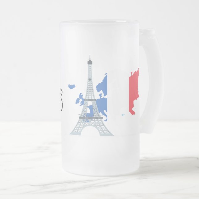 Hello Paris Frosted Glass Beer Mug (Front Right)