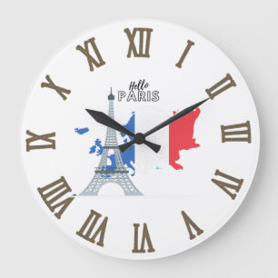 Hello Paris  Large Clock