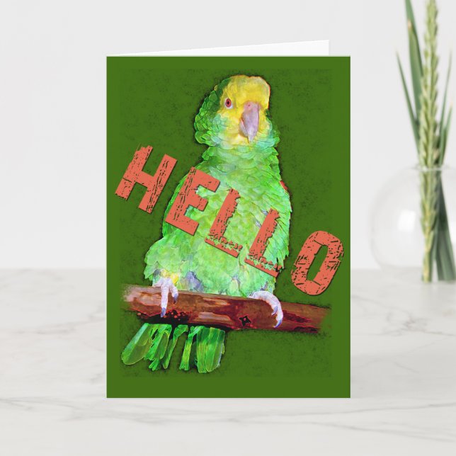 HELLO  Parrot greeting card (Front)