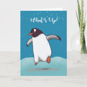 Hello Penguin Jumping Whats Up Card