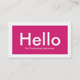 Hello Personal Networking Business Cards in Pink