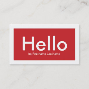 Hello Personal Networking Business Cards in Red