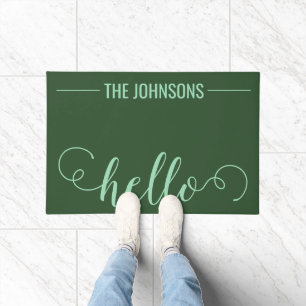 HELLO Personalised Family Name Welcome Mat Hunter