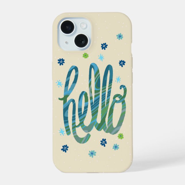 Hello phone case with cute flowers (Back)