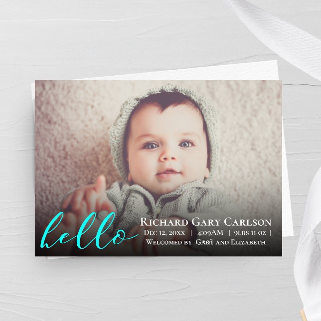 Hello Photo Baby Birth Announcement (Creator Uploaded)