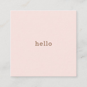 Hello pink brown square business card