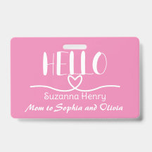 Hello Pink Girl Mum Names Fun