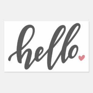 Hello Pink Heart Rectangular Sticker