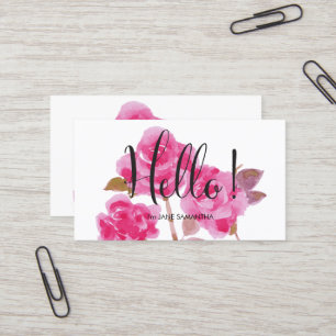 Hello, Pink Rose Floral Business Card