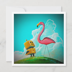 Hello Pinky Robot Flamingo - Mini Print