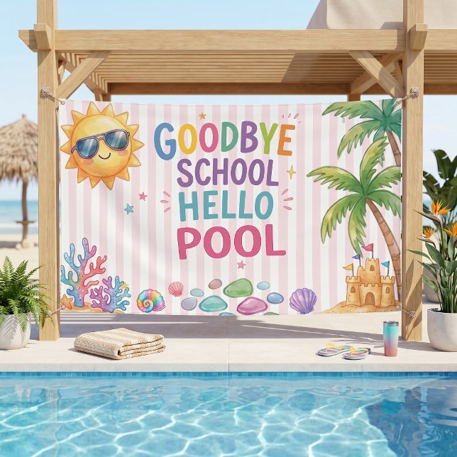 Hello Pool Party Stripes Banner (Creator Uploaded)