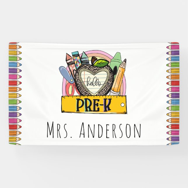 Hello Pre-k Back to School Classroom Banner (Horizontal)