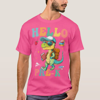 Hello Pre K Back To School Cute T Rex Dinosaur Boy T-Shirt