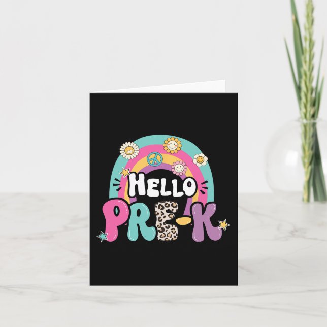 Hello Pre-K Back To School Teachers Kids First Day Card (Front)