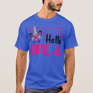 Hello Pre K Back To school  Unicorn Flower Womens  T-Shirt