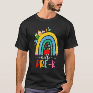Hello Pre K Boho Rainbow Teacher Kids Back To Scho T-Shirt