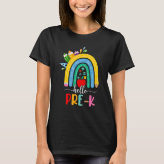 Hello Pre K Boho Rainbow Teacher Kids Back To Scho T-Shirt