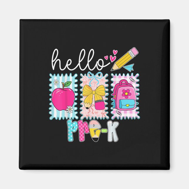 Hello Pre K Cute Preschool Coquette Bow Back To Sc Magnet (Front)
