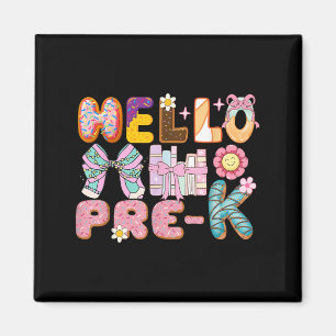 Hello Pre-k First Day Of Preschool Tee For Girls & Magnet