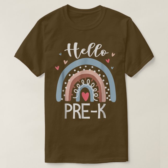Hello Pre K Funny Boho Rainbow Back To School  T-Shirt (Design Front)
